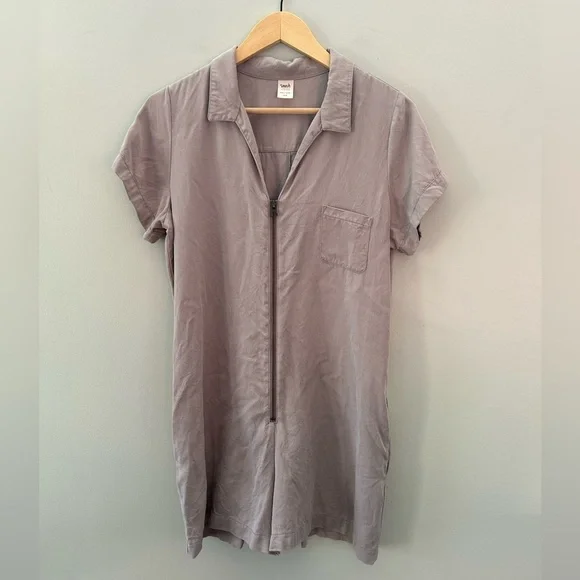 SMASH+TESS Shorty Zip Up Overall Barely Blush Pink Jumpsuit - Picture 4 of 7